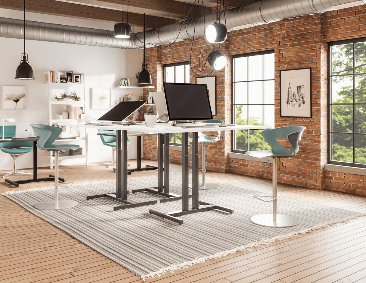 SCHREIBTISCH höhenverstellbar Progress Gasfeder 120x80 cm - Weiß, Metall (120/80/64cm) - Schaff