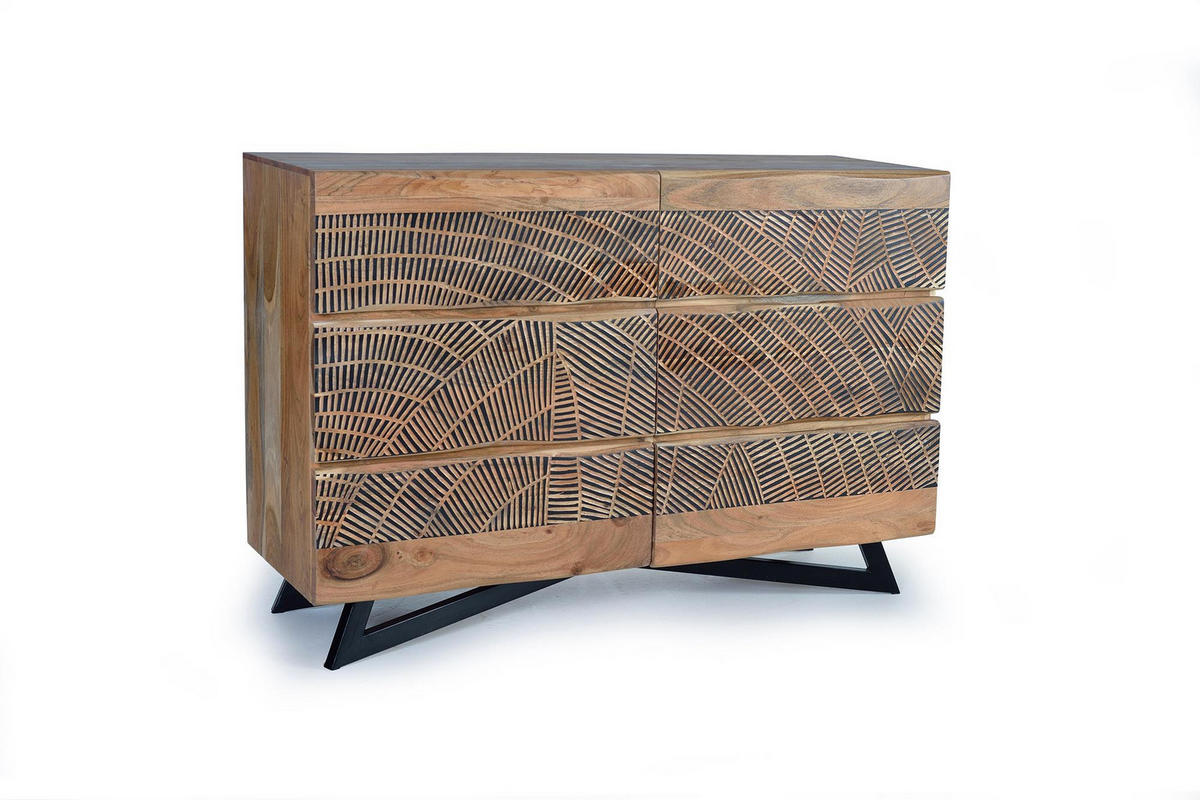 KOMMODE aus Akazienholz und Metallbeinen - Braun, Holz (125/86/40cm) - Giner y Colomer