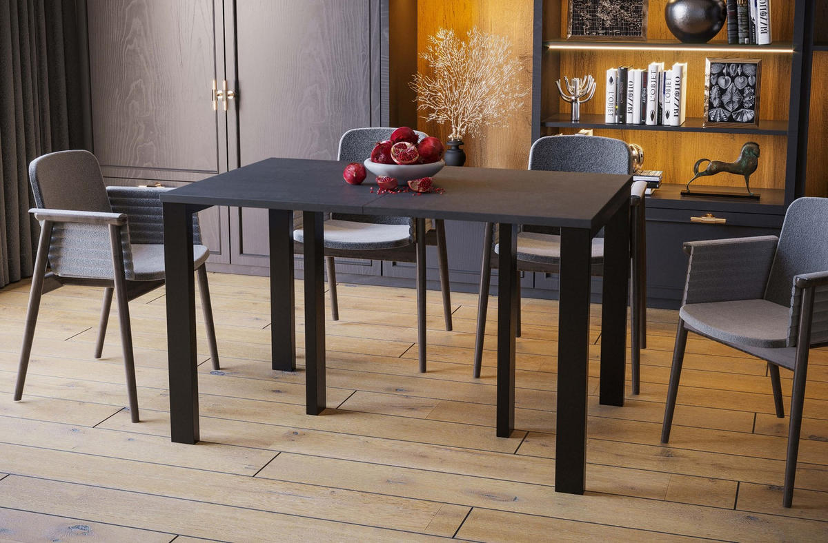 ESSTISCH Vast ausziehbar bis 330 cm - Graphitfarben, Holzwerkstoff (130/80/76cm) - Endo-Moebel