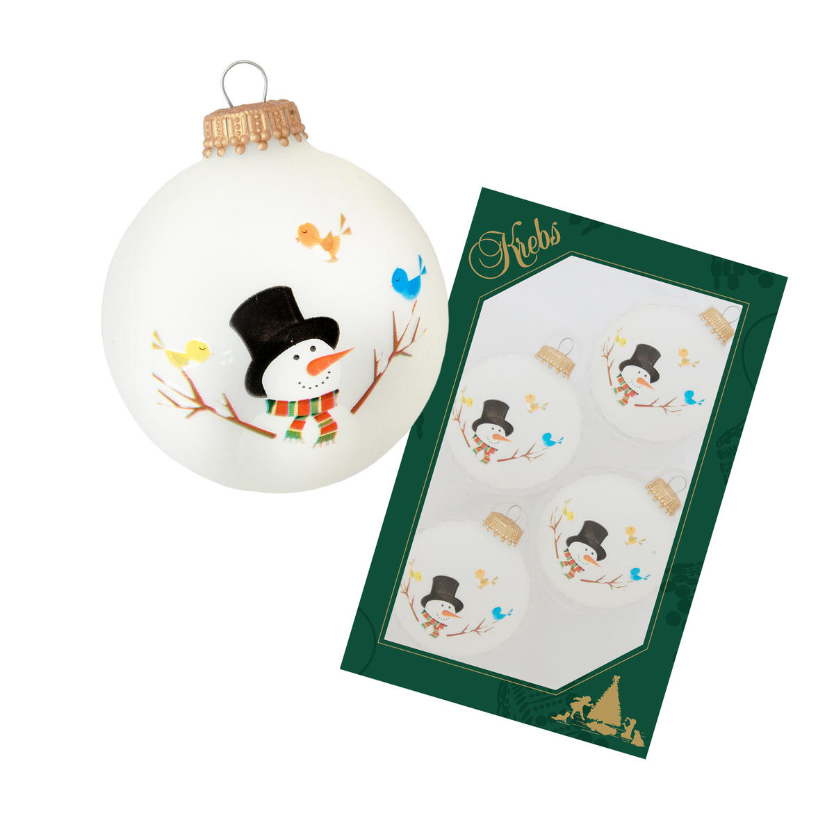 CHRISTBAUMKUGELN Santa mit Hut Weiß 7cm (Glas / 4 Stk.) - Weiß, Glas (6/7/6cm) - Krebs Glas Lauscha