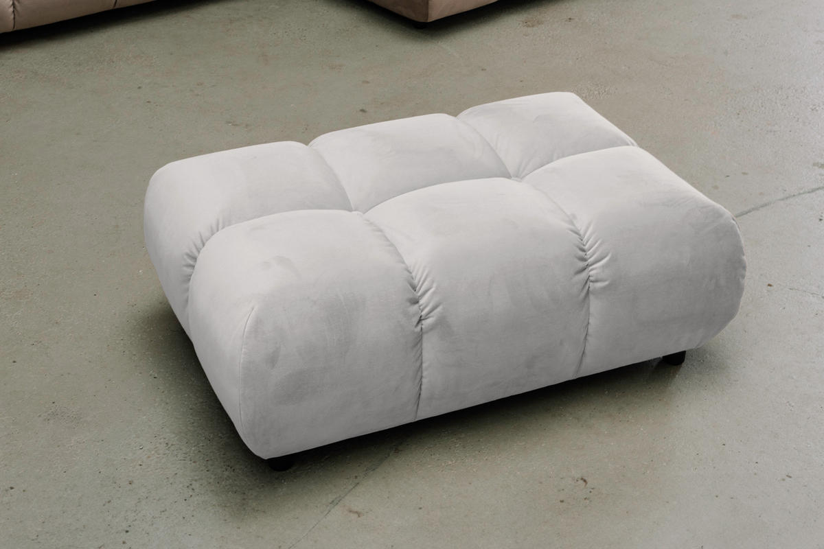 HOCKERBANK VIVIEN Silber Velvet - Silberfarben, Textil (108/41/73cm) - KAWOLA