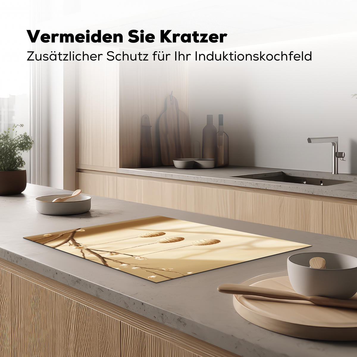 HERDABDECKPLATTE Beige - Osterkuchen - Eier Herdabdeckung Induktionsfeld 70x52 cm - Beige, Kunststoff (70/52/0.2cm) - MuchoWow