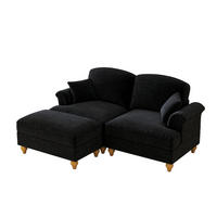 MODULARES Ecksofa Chenille mit Hocker L-Form 194/140/93 cm Schwarz - Schwarz, Textil (140/194cm) - Redom