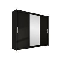 KLEIDERSCHRANK Aston I - Silberfarben/Schwarz, Holzwerkstoff/Kunststoff (250/215/58cm) - MIRJAN24