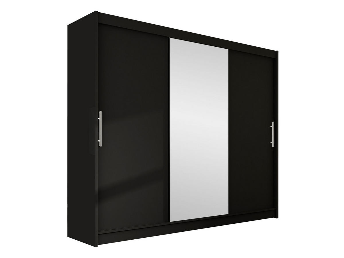 KLEIDERSCHRANK Aston I - Silberfarben/Schwarz, Holzwerkstoff/Kunststoff (250/215/58cm) - MIRJAN24