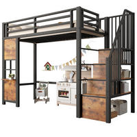 HOCHBETT 90/200 cm aus Metall und MDF mit Stauraumleiter, Schwarz - Schwarz, Holzwerkstoff (90/200cm) - OKMYHOME