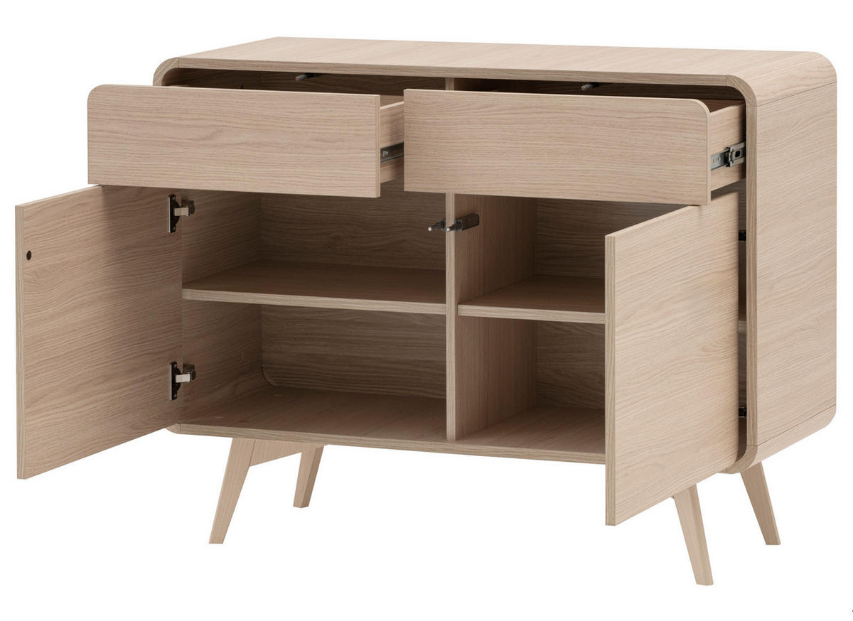 SIDEBOARD Eiche natur skandinavisch 108 cm, Kommode mit Push-to-Open - Eichefarben, Holz/Holzwerkstoff (108/84/39cm) - Furn.Design
