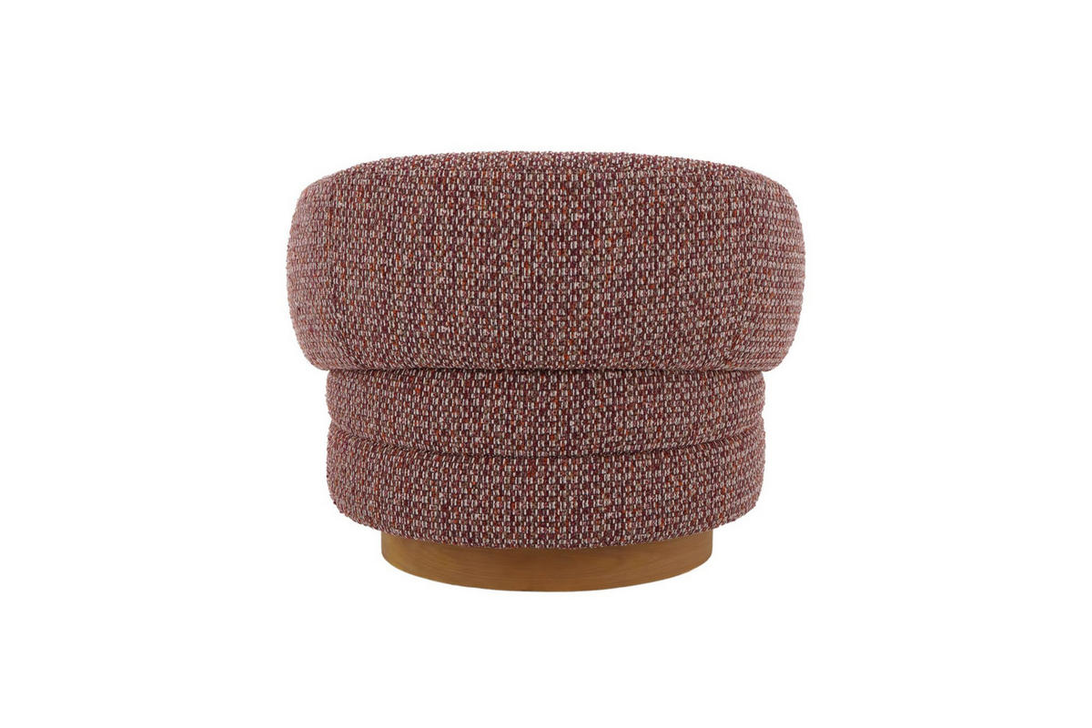 DREHSESSEL Emma, Natur Massiveiche + roter Stoff - Rot, Holz (95/74/88cm) - WOODEK