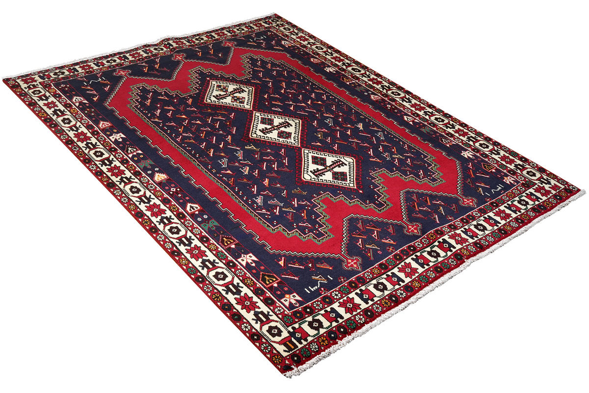 TEPPICH Afshar Blau 219/168 cm Schurwolle - Blau, Textil (168/219cm) - Looma