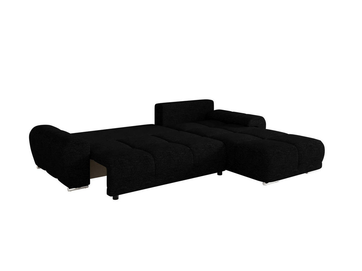 ECKSOFA BEGA L Rechts ARAGON 99 mit Schlaffunktion - Schwarz, Textil (289/185cm) - Bedante