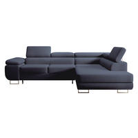 ECKSOFA Stevil Dunkelblau Velours - Silberfarben/Dunkelblau, Textil/Metall (275/203cm) - Selsey