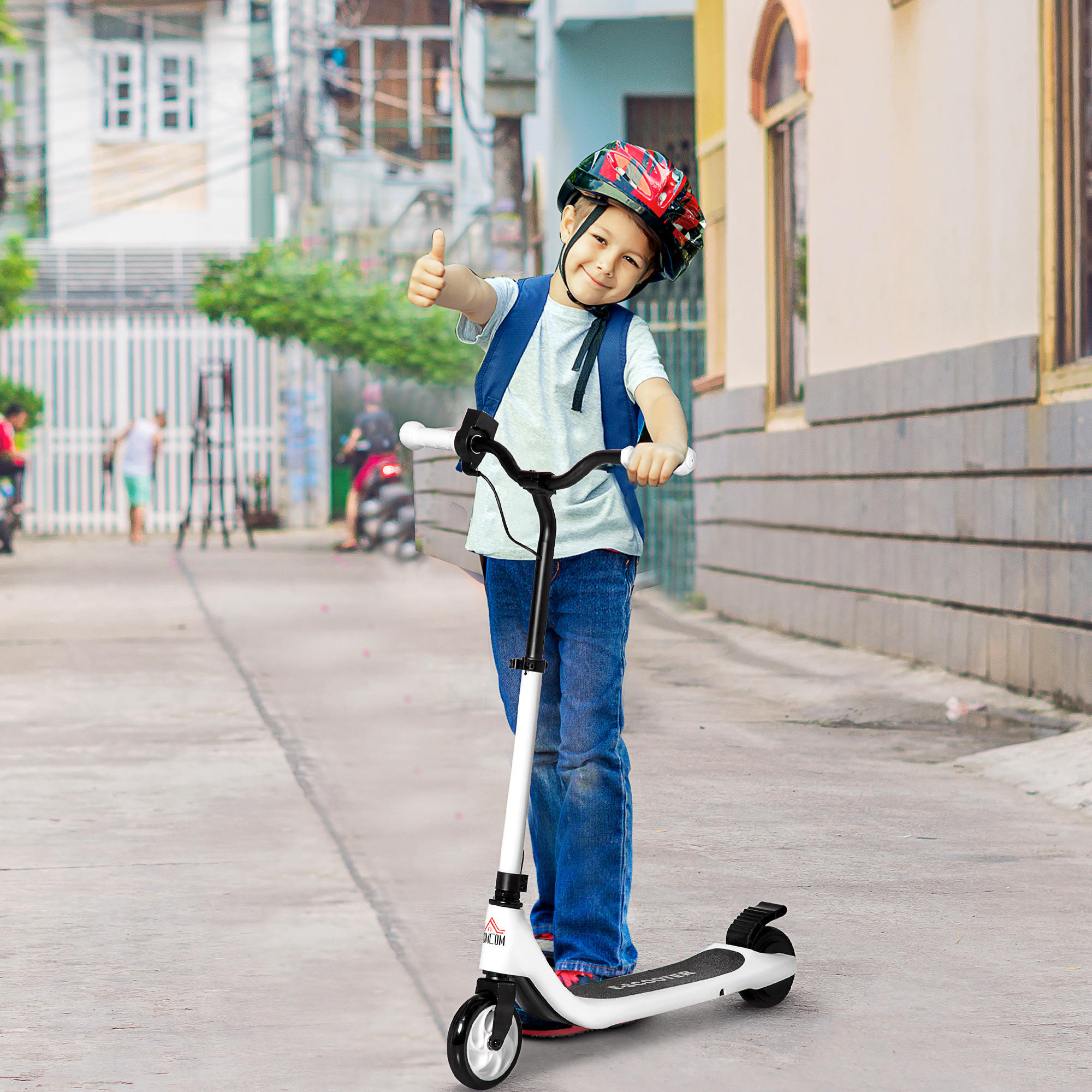 E-SCOOTER, Aluminium， Schwarz/Weiß, 76L x 53B x 90/95Hcm - Schwarz, Metall (95cm) - HOMCOM
