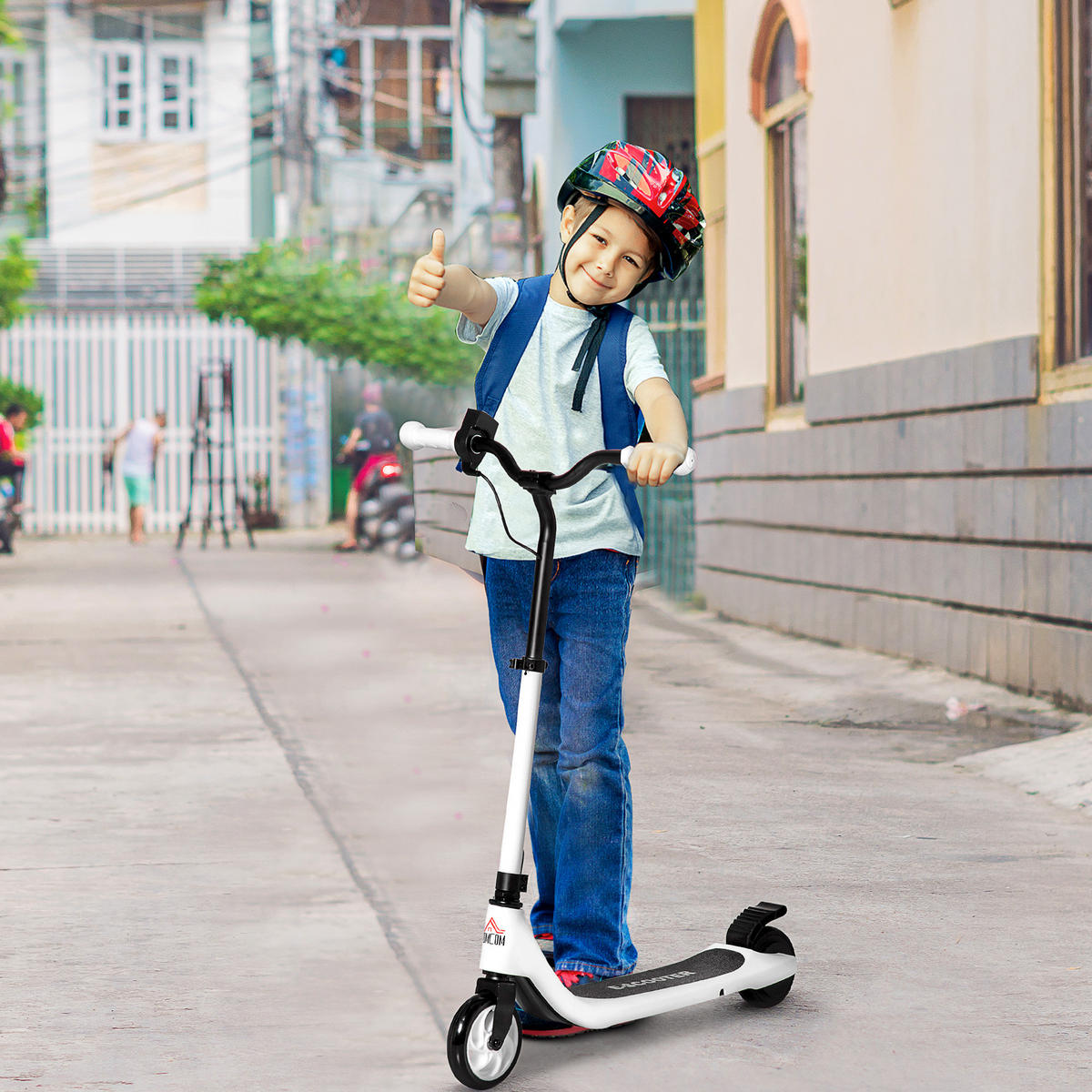 E-SCOOTER, Aluminium， Schwarz/Weiß, 76L x 53B x 90/95Hcm - Schwarz, Metall (95cm) - HOMCOM