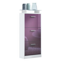 SCHUHSCHRANK Lavia Front in Brombeer Hochglanz - Brombeere, Holzwerkstoff (46/128/23cm) - Vladon