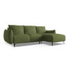 ECKSOFA mit Schlaffunktion Chenille Stoff Grün - Dunkelgrün/Schwarz, Textil/Metall (242/162cm) - Makamii