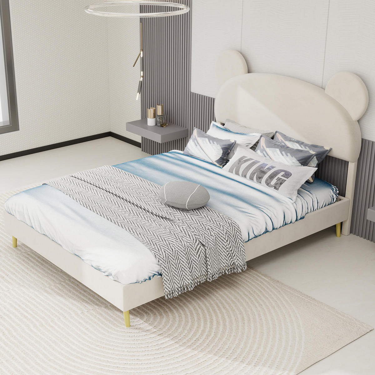 POLSTERBETT 140/200 cm in Beige Stoff mit Bettkasten - Beige, Holzwerkstoff/Textil (140/200cm) - WISHDOR