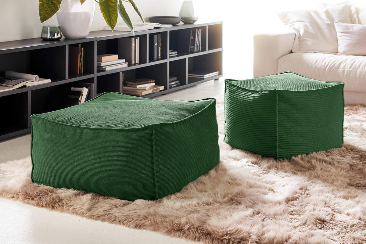 HOCKER ALEA Smaragdgrün Cord - Smaragdgrün, Textil (86/38/86cm) - KAWOLA
