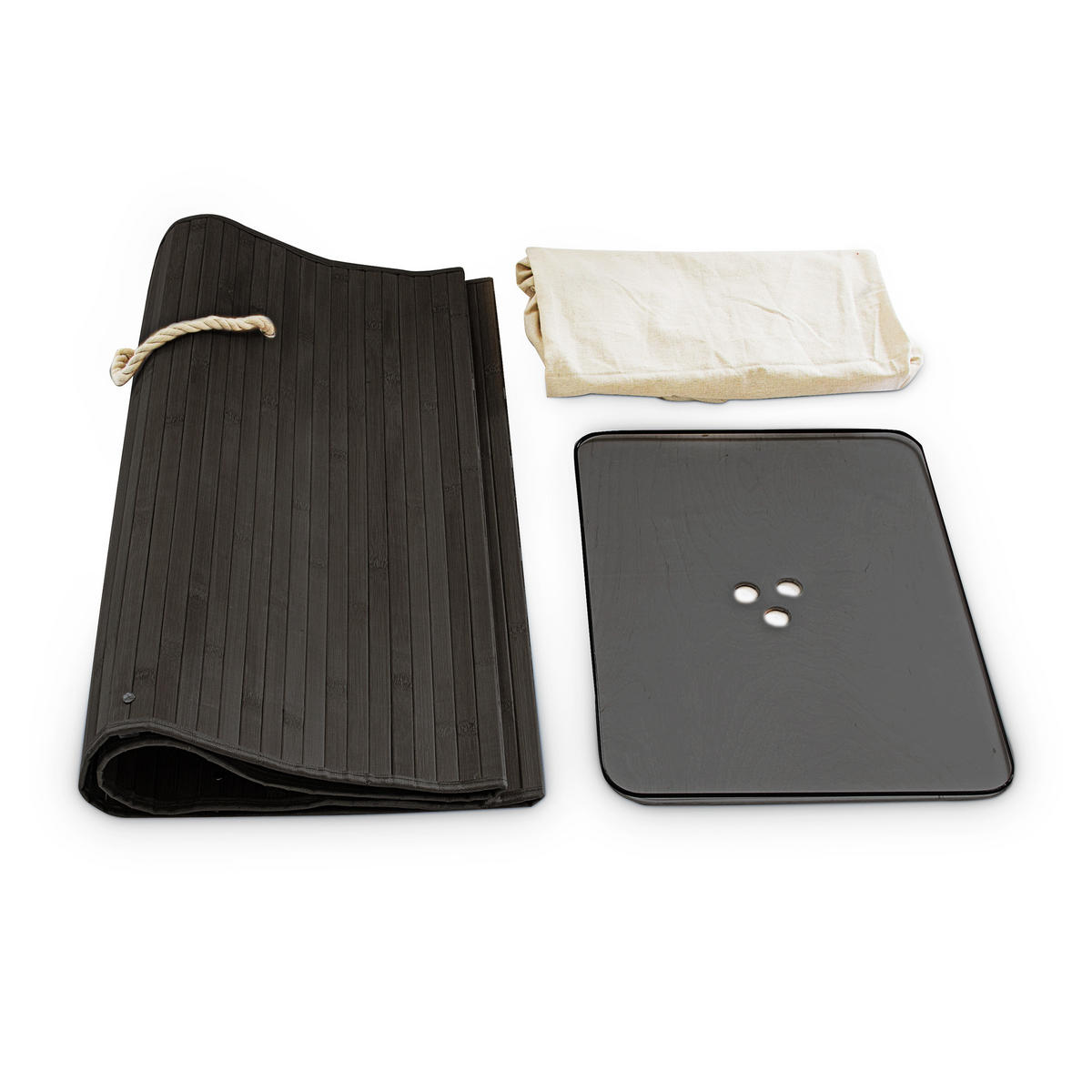 WÄSCHEKORB - Schwarz, Holz/Textil (43.5/65.5/33.5cm) - Relaxdays