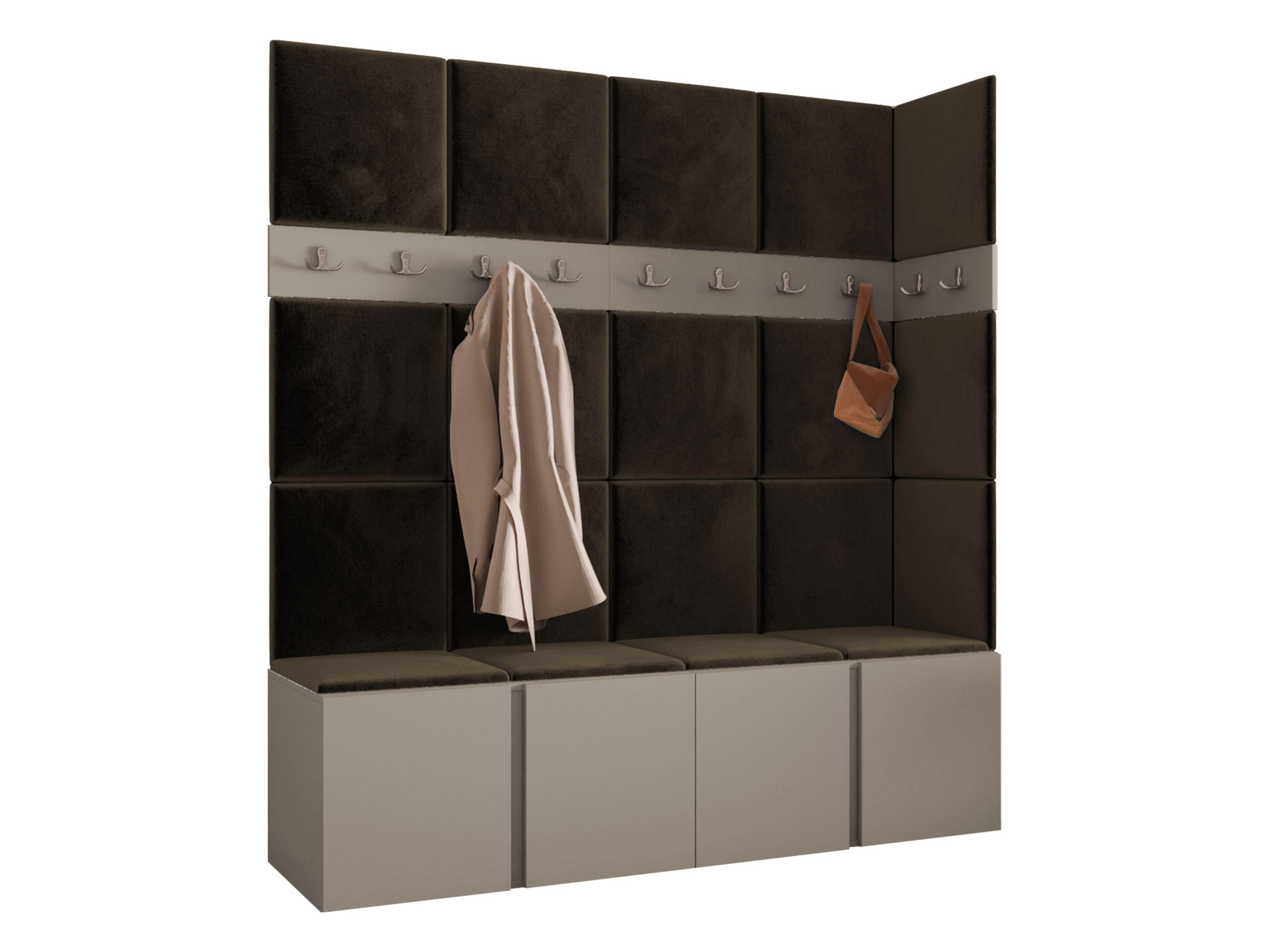 MOBILIER PENTRU HOL Orion II - maro/cașmir, material plastic/compozit lemnos (168/186/46cm) - MIRJAN24
