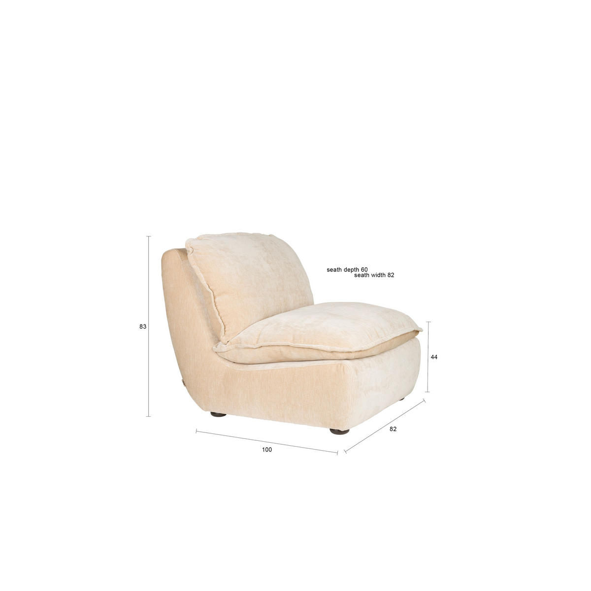 SESSEL Radley Beige - Beige, Kunststoff (82/83/100cm) - Dutchbone