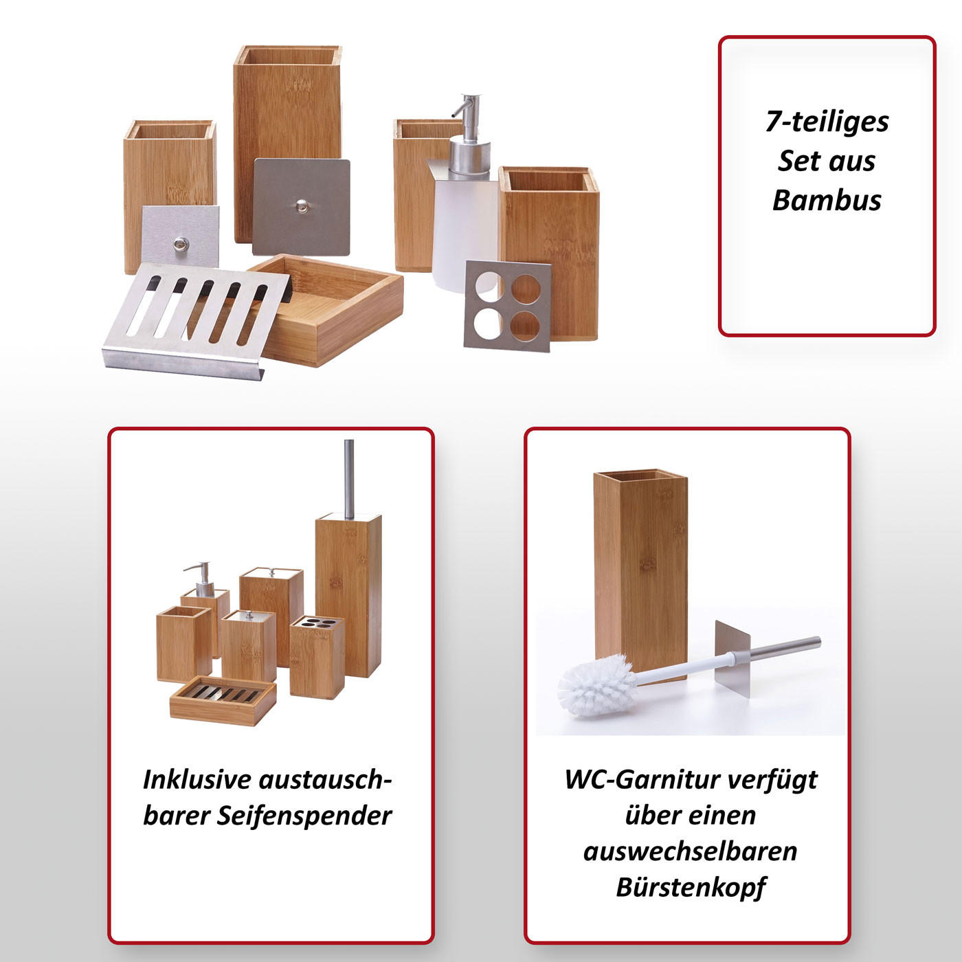 BADSET Braun 7er-Set - Braun, Holz (13/38/10cm) - MCW