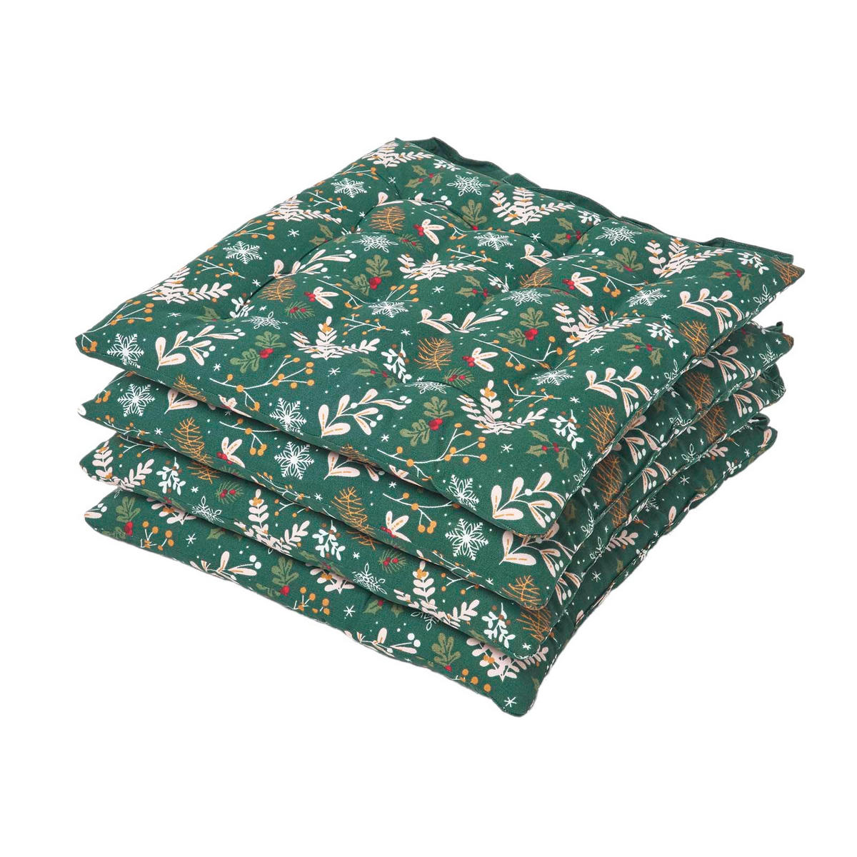 STUHLKISSEN Weihnachtswald, grün im 4er-Set 40/40/5 cm - Grün, Textil (40/40/5cm) - Homescapes