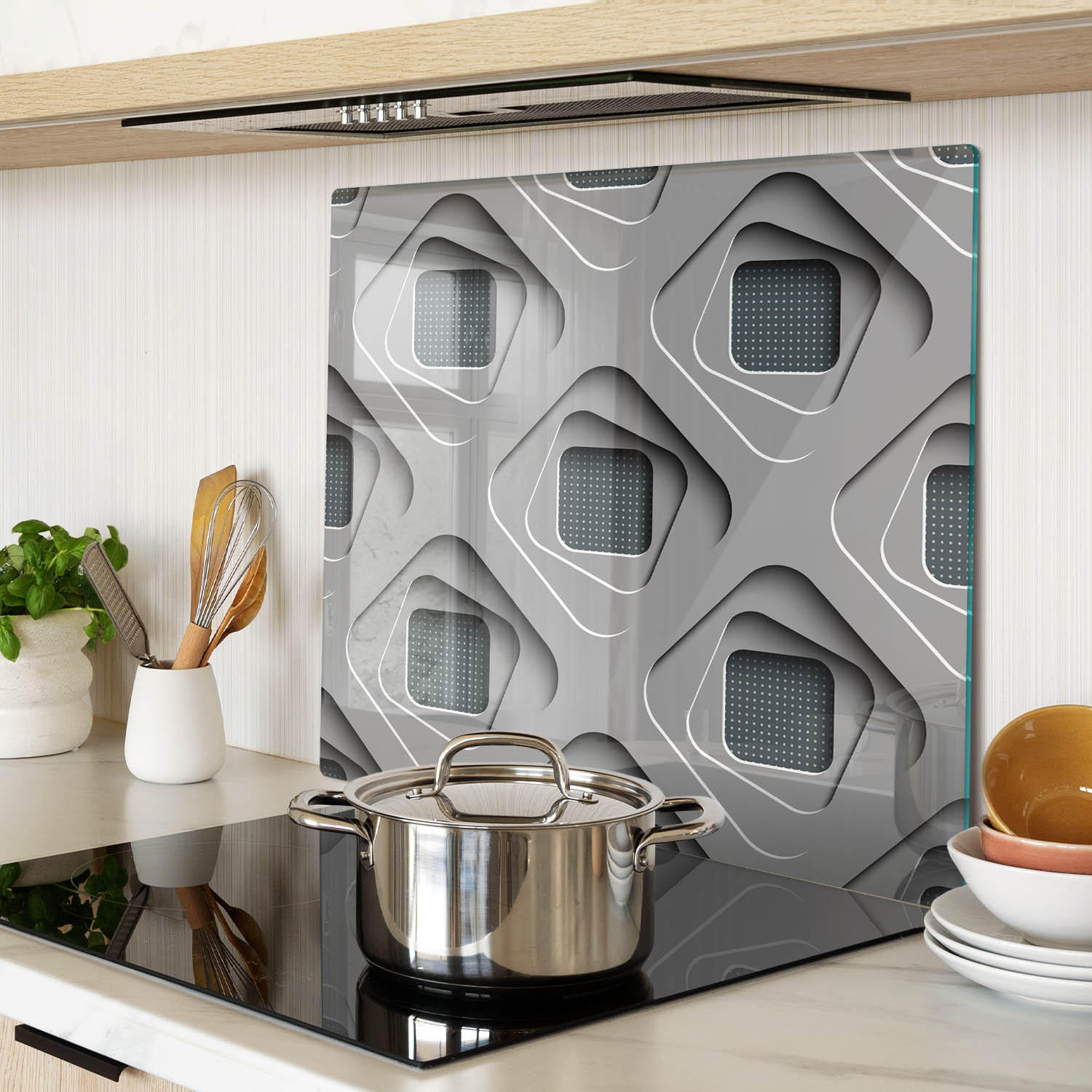 GLASPLATTE 60x52 cm 3D - Grau, Glas (60/0.4/52cm) - TULUP