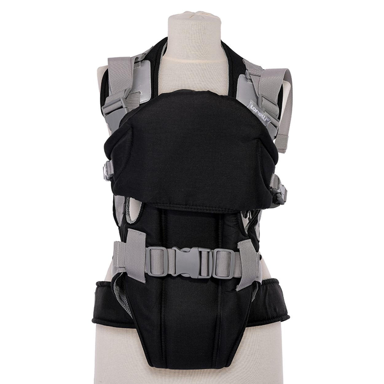 BABYTRAGE Weekend black Stillposition, 2 Blickrichtungen, gepolsterte Gurte, Polyester, 9 kg - Schwarz, Textil (22/35/25cm) - Lorelli