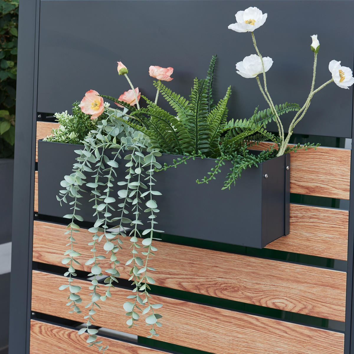 BLUMENKASTEN Achtkarspelen - Anthrazit, Metall (15/15/50cm) - [en.casa]