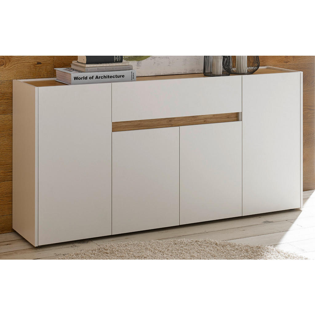 Thumbnail - Furn.Design Sideboard, Weiß, Eiche Wotan, Holz, Nachbildung,Eiche, Uni, Holz Optik, 3 Fächer, 1 Schubladen, 170x87x40 cm...