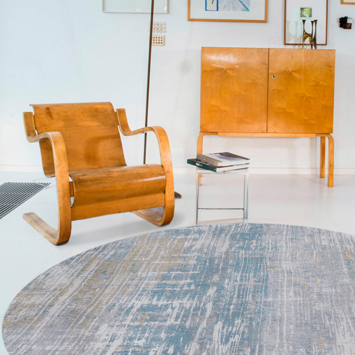 TEPPICH Long Island Blu Atlantic 240/240 cm - Blau, Textil (240/240cm) - Louis De Poortere