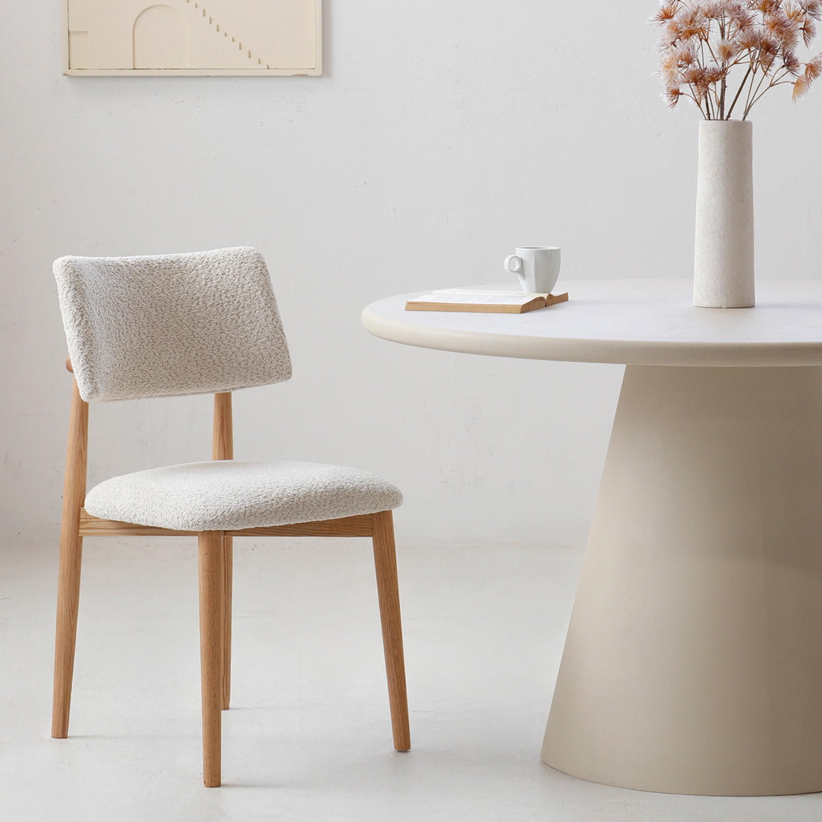 ESSZIMMERSTUHL 2er Set 2er Set aus Stoff mit Eichenholz, beige - Beige, Holz (47/81/52cm) - Giga Meubel