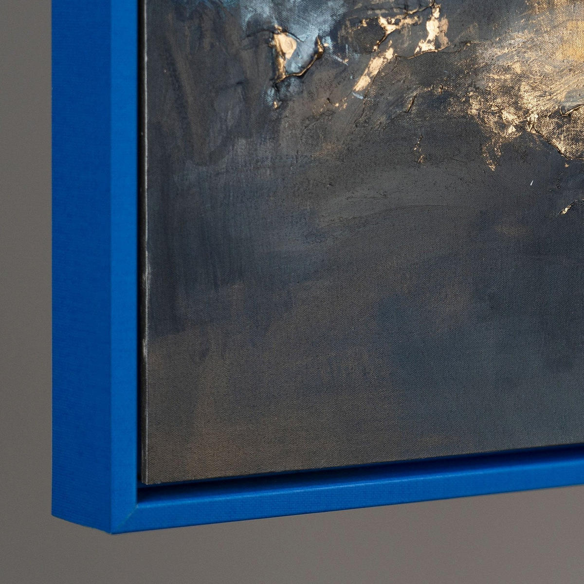 GEMÄLDE Elegante Abstraktion II Schattenfugenrahmen Blau 120x80 cm - Blau, Holz (120/80cm) - YS-art gallery