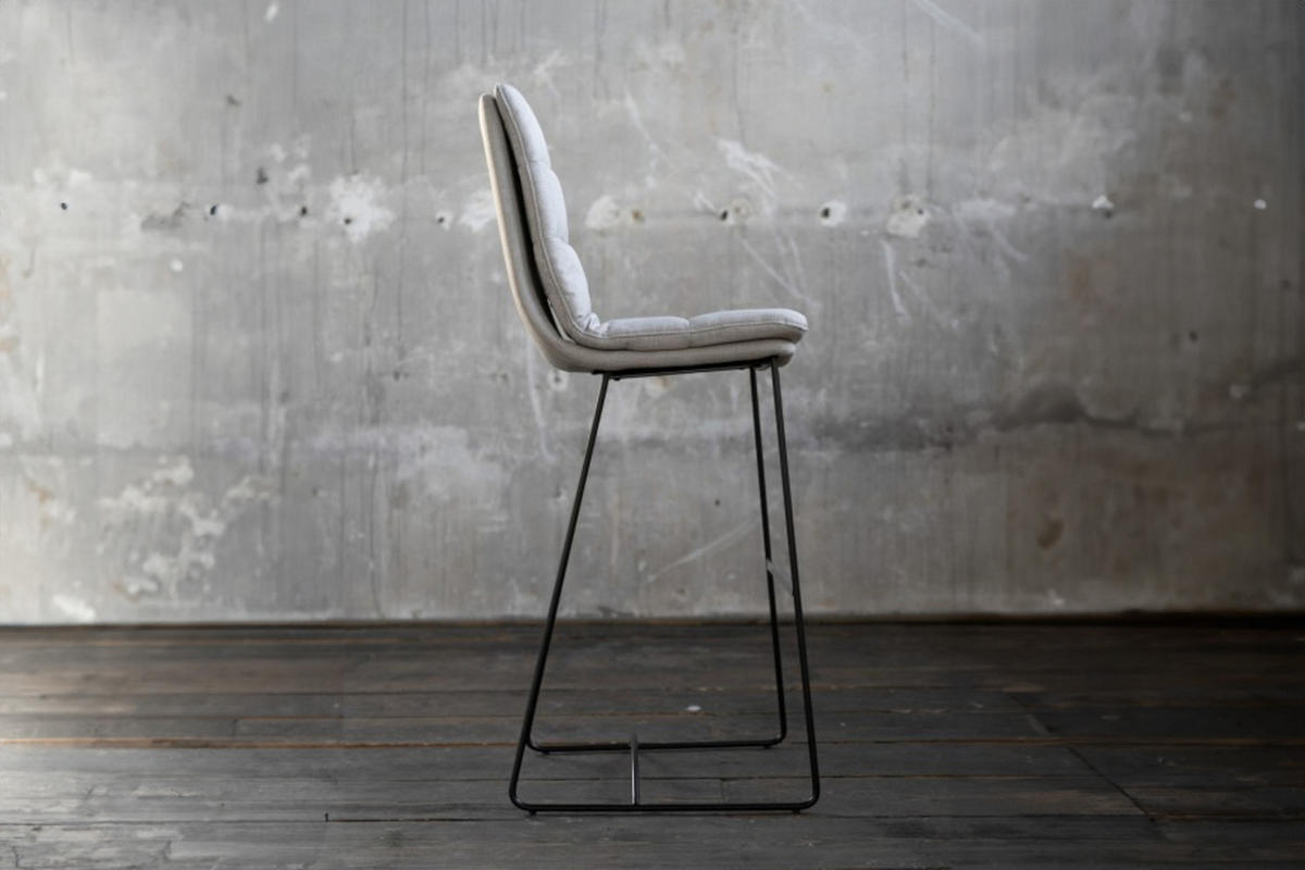 BARHOCKER VINCE Hellgrau Webstoff - Hellgrau, Textil (46/121/58cm) - KAWOLA