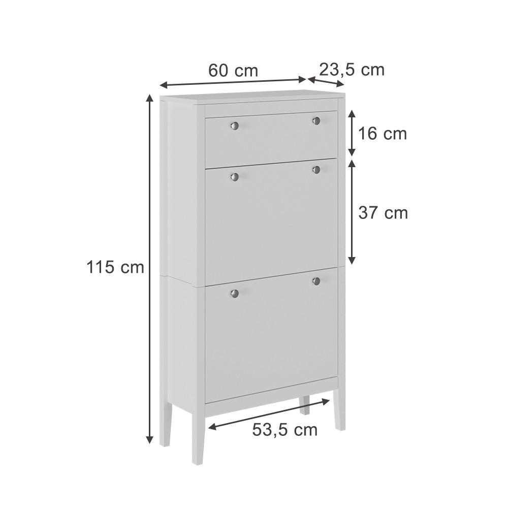 SCHUHSCHRANK Aron Weiß 60 x 115 cm - Weiß, Holzwerkstoff (60/115/23.5cm) - Vicco