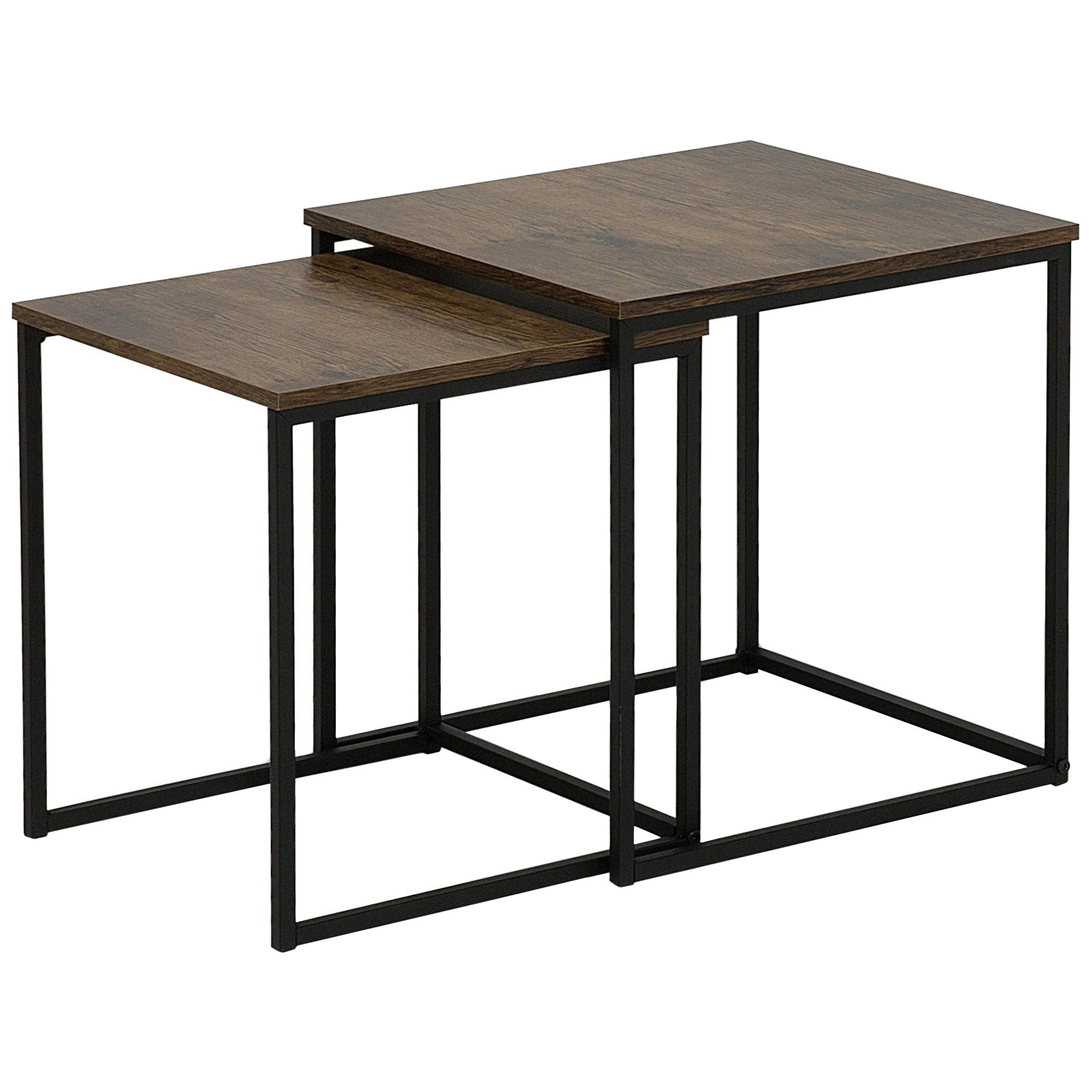 BEISTELLTISCH 2er-Set Quadratisch Holz, Schwarz Denny - Dunkelbraun, Holzwerkstoff (35/35cm) - Beliani