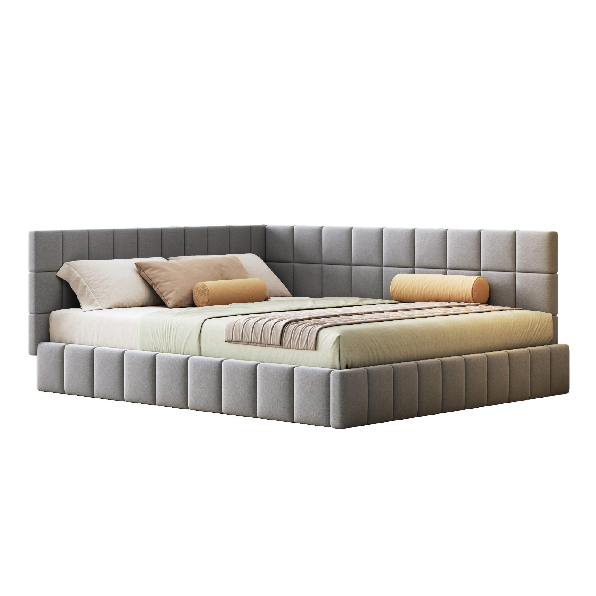 POLSTERBETT 160x200 cm Samt grau - Grau, Textil (160/200cm) - LEBENLANG