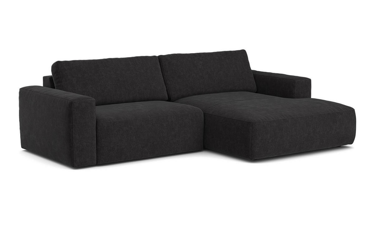 ECKSOFA mit losen Rückenkissen, wasserabweisender All Senses Stoff - Schwarz, Holz/Kunststoff (175/288cm) - Cotta