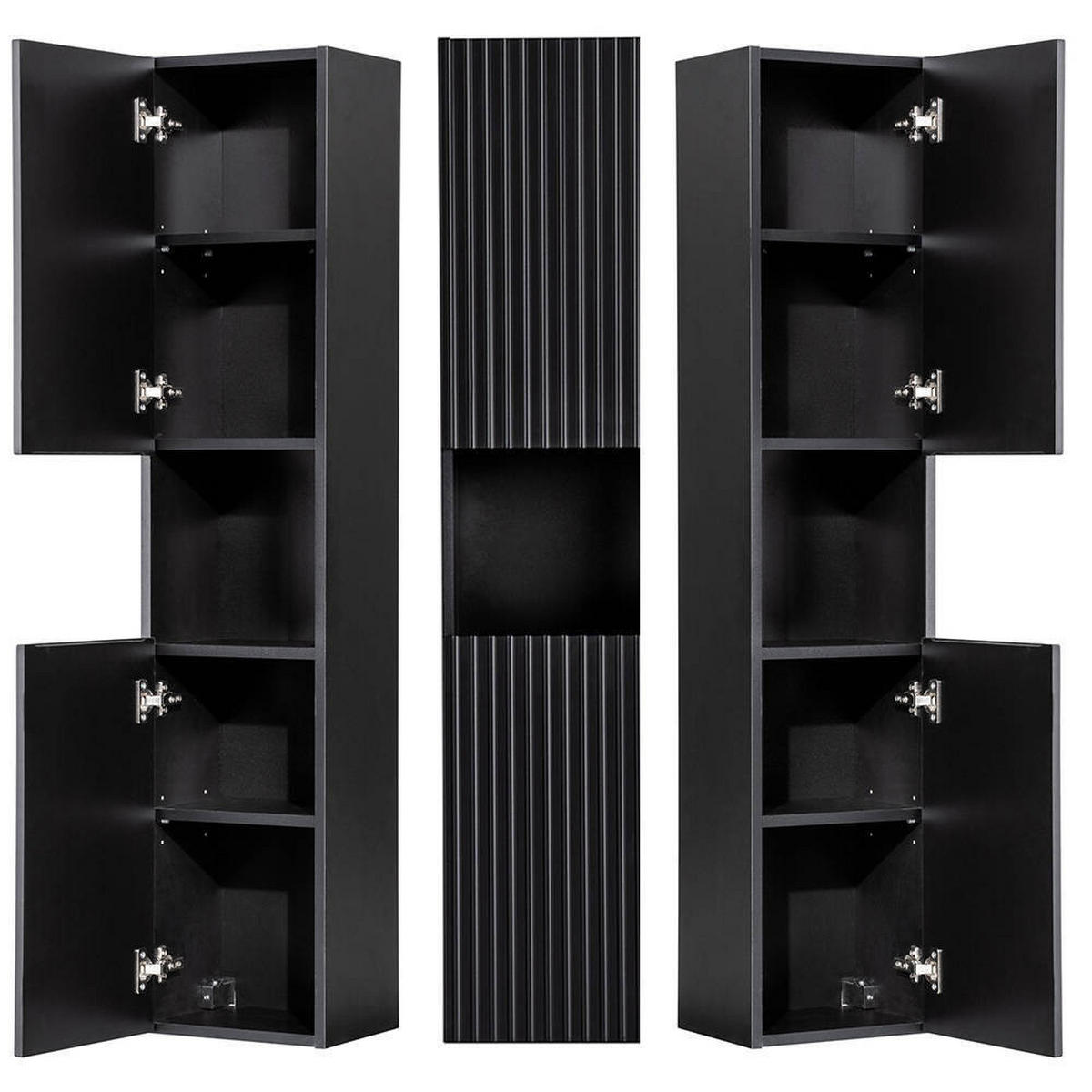 BAD-HOCHSCHRANK Skelbolu - Schwarz, Holzwerkstoff (30/140/25cm) - [en.casa]