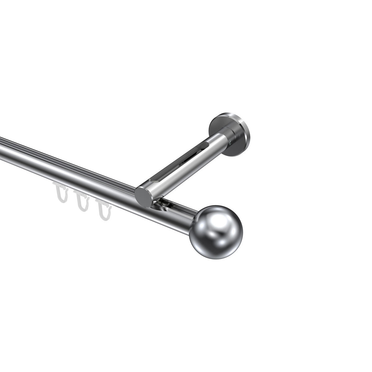 INNENLAUF-GARDINENSTANGEN-SET Siteno Luino 200 cm, 1-läufig, 20 mm Ø Chrom - Chromfarben, Metall (200cm) - INTERDECO