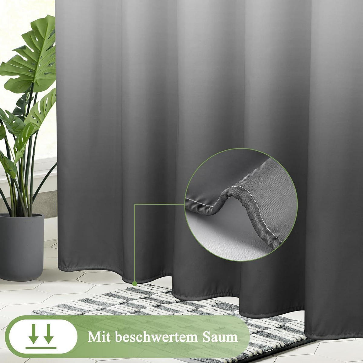 DUSCHVORHANG Farbverlauf Grau 150 x 200 cm - Multicolor, Textil (150/200cm)