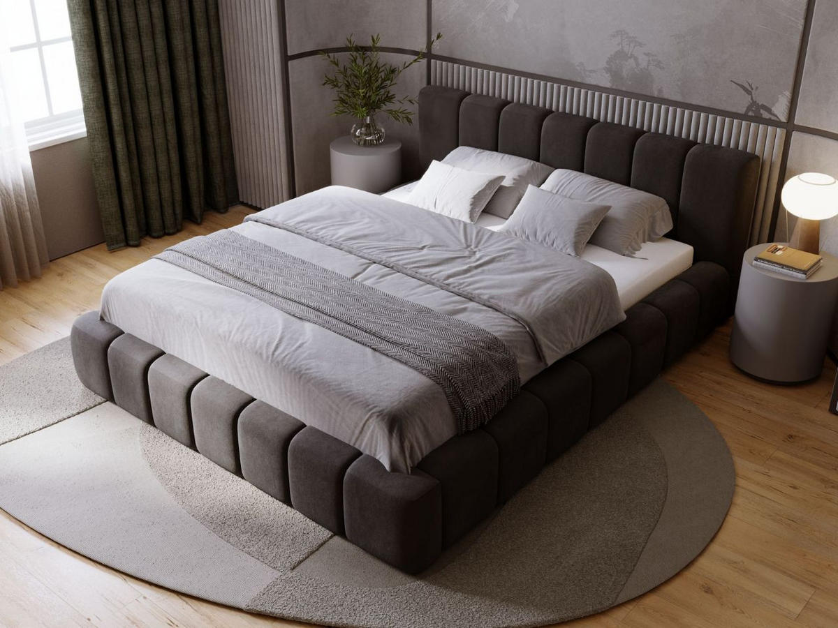 POLSTERBETT Orio 140x200 Schwarz - Schwarz, Textil (140/200cm) - Graingold