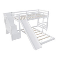 ETAGENBETT 90x200cm Treppe und Rutsche, Weiß - Weiß, Holz (90/200cm)