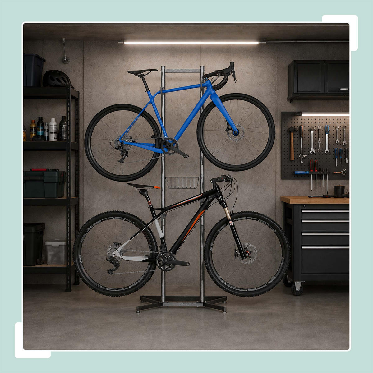 FAHRRADSTÄNDER Schwarz Grau für 2 Fahrräder mit Korb - Schwarz, Kunststoff/Metall (75/210/61cm) - Relaxdays