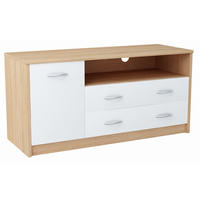 FERNSEHKOMMODE 1D2S Sonoma Eiche-Weiß 110/41/55 cm - Weiß/Sonoma Eiche, Holzwerkstoff (110/55/41cm) - Matkam Möbel