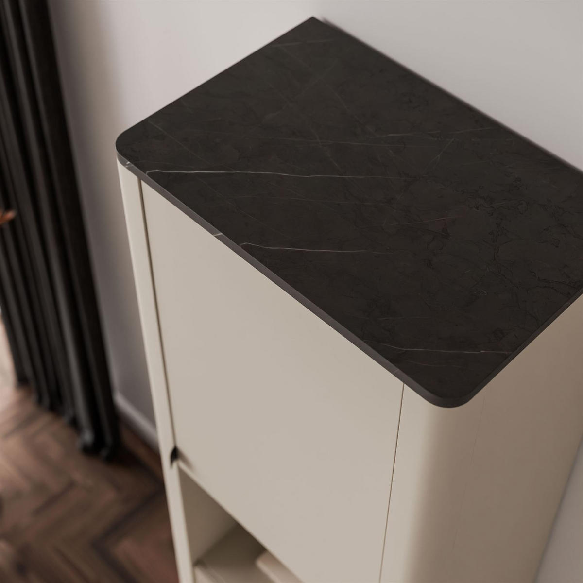 REGAL schmal AUTUMN 1D3S mit Schubladen, Kaschmir / Grauer Stein - Beige/Grau, Holzwerkstoff (60/191/40cm) - Lookway