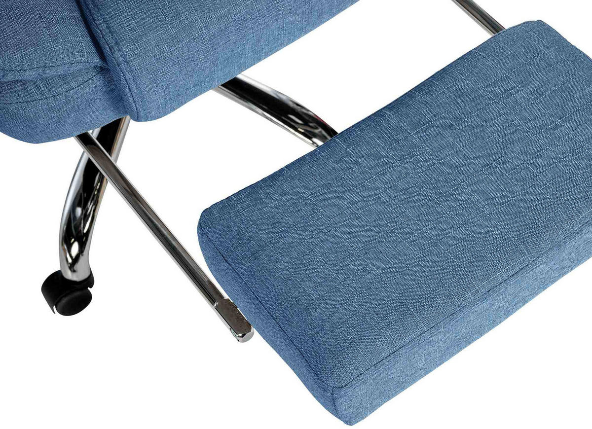 CHEFSESSEL Stoff blau - Chromfarben/Blau, Textil/Metall (67/115/68cm) - CLP