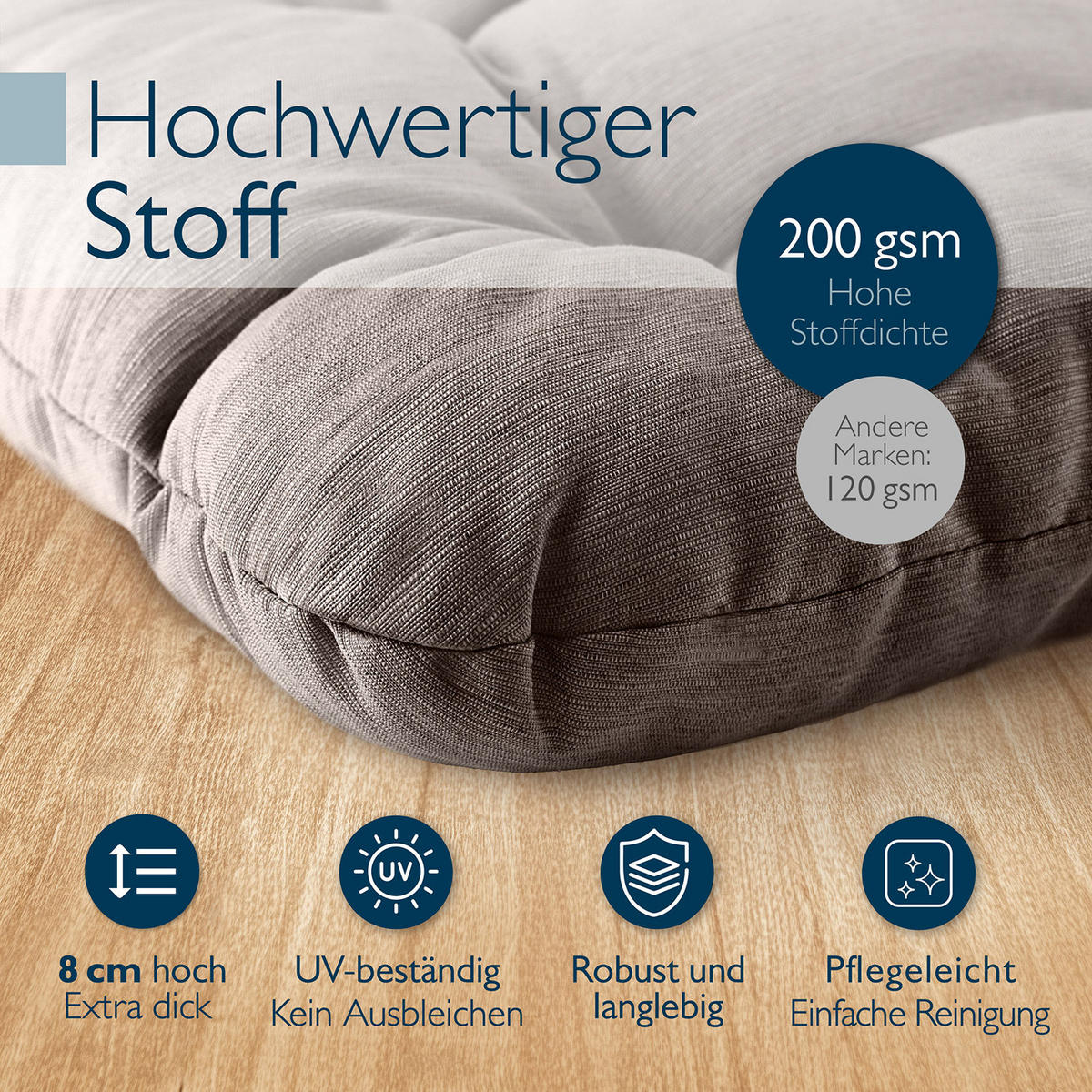 STUHLKISSEN HighLux SK 35/35/8cm Taupe (4tlg) - Taupe, Textil (35/35/32cm) - Beautissu 