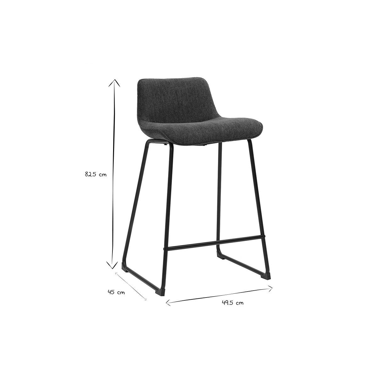 BARHOCKER Dunkelblauer Samtstoff Texturiert Metall H65 cm 2er-Set BOOST - Dunkelblau, Textil (45/82.5/49.5cm) - Miliboo