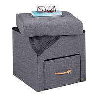 SITZHOCKER - Grau, Holzwerkstoff/Textil (40/40.5/40cm) - Relaxdays